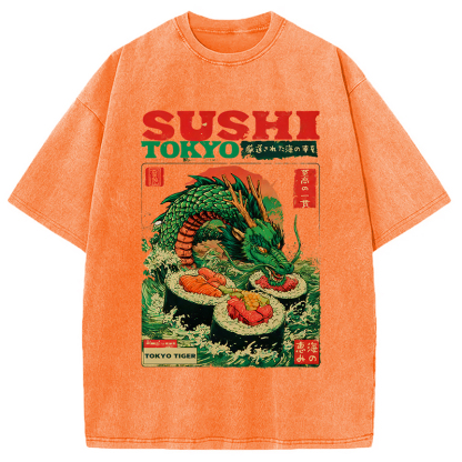 Tokyocanvas Ocean Dragon Sushi Washed T-Shirt
