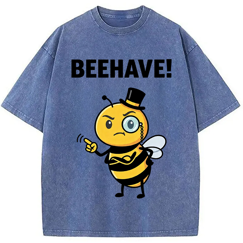 Tokyocanvas Beehave! Funny Bee Washed T-Shirt