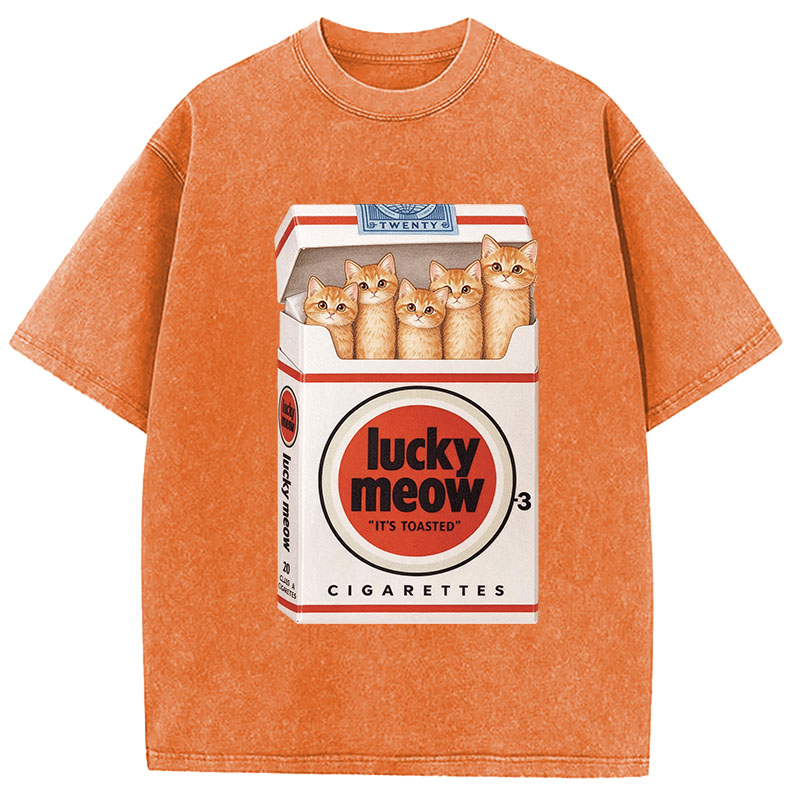 Tokyocanvas Lucky Meow Washed T-Shirt