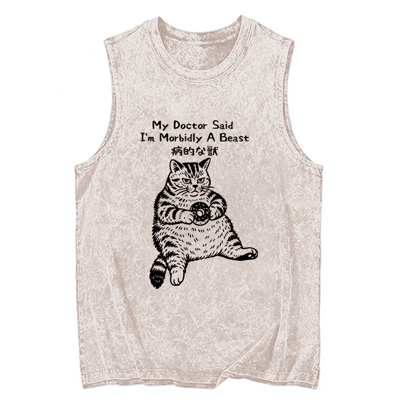 Tokyocanvas Lazy Fat Cat Washed Tank