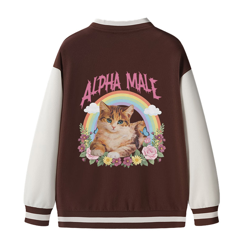 Tokyocanvas Alpha Male Funny Kitten Meme Varsity Jacket