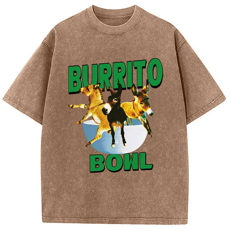 Tokyocanvas Burrito Bowl Donkey Funny Meme Washed T-Shirt