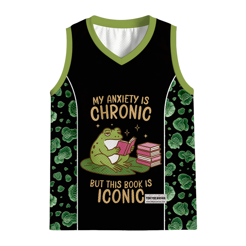 Tokyocanvas Funny Frog Reading Jersey Tank