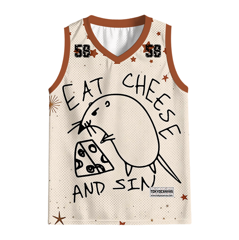 Tokyocanvas Eat Cheese And Sin Meme Jersey Tank