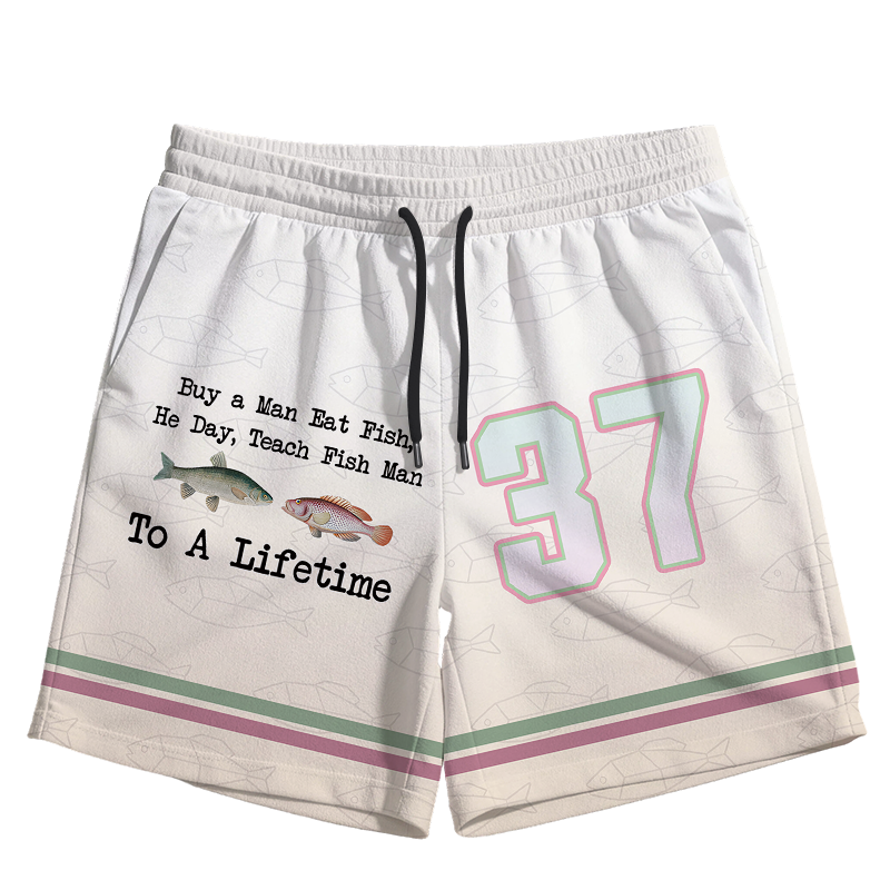 Tokyocanvas Buy a Man Eat Fish Meme Jersey Short