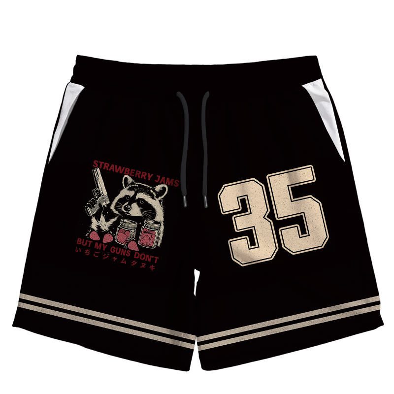 Tokyocanvas Strawberry Jams Funny Raccoon Jersey Short
