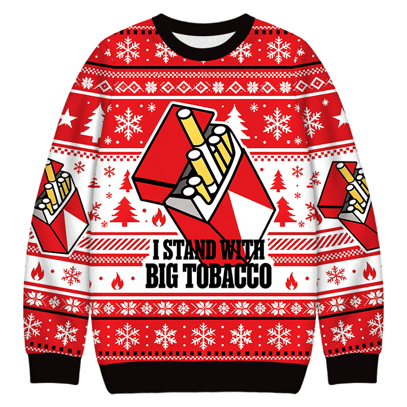 Tokyocanvas I Stand with Big Tobacco Christmas Ugly Sweatshirt