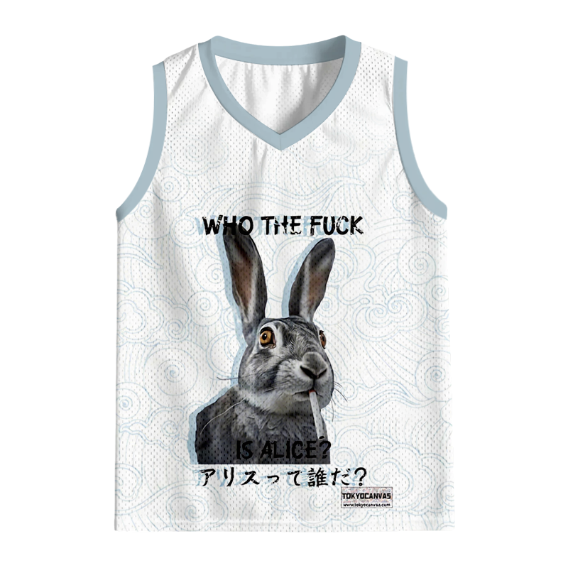 Tokyocanvas Who The Fvck Is Alice Funny Rabbit Smoking Jersey Tank