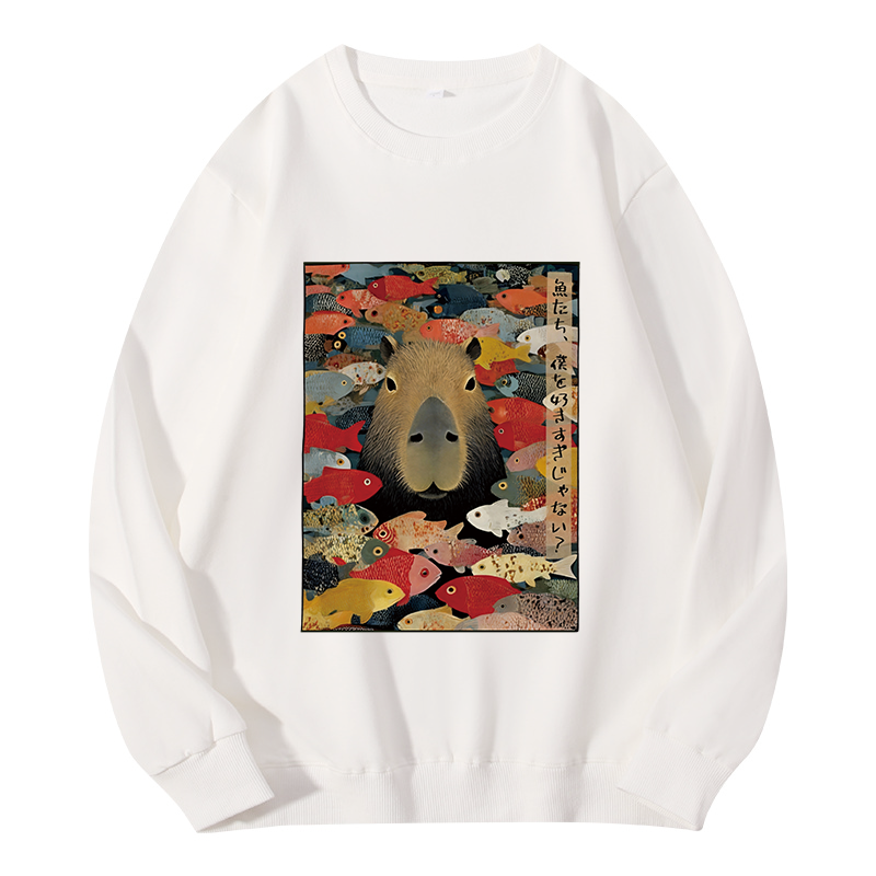 Tokyocanvas Am I Too Lovable Capybara Classic Sweatshirt