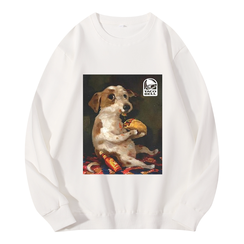 Tokyocanvas Dog Chill With Taco Bell Vintage Classic Sweatshirt
