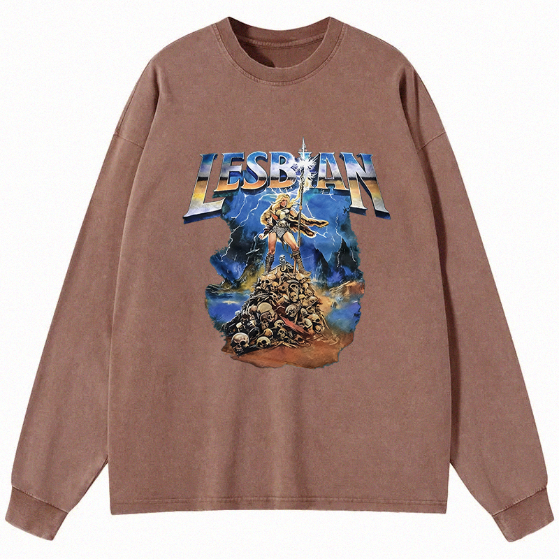 Tokyocanvas Lesbian Warrior Long Sleeve Washed T-Shirt