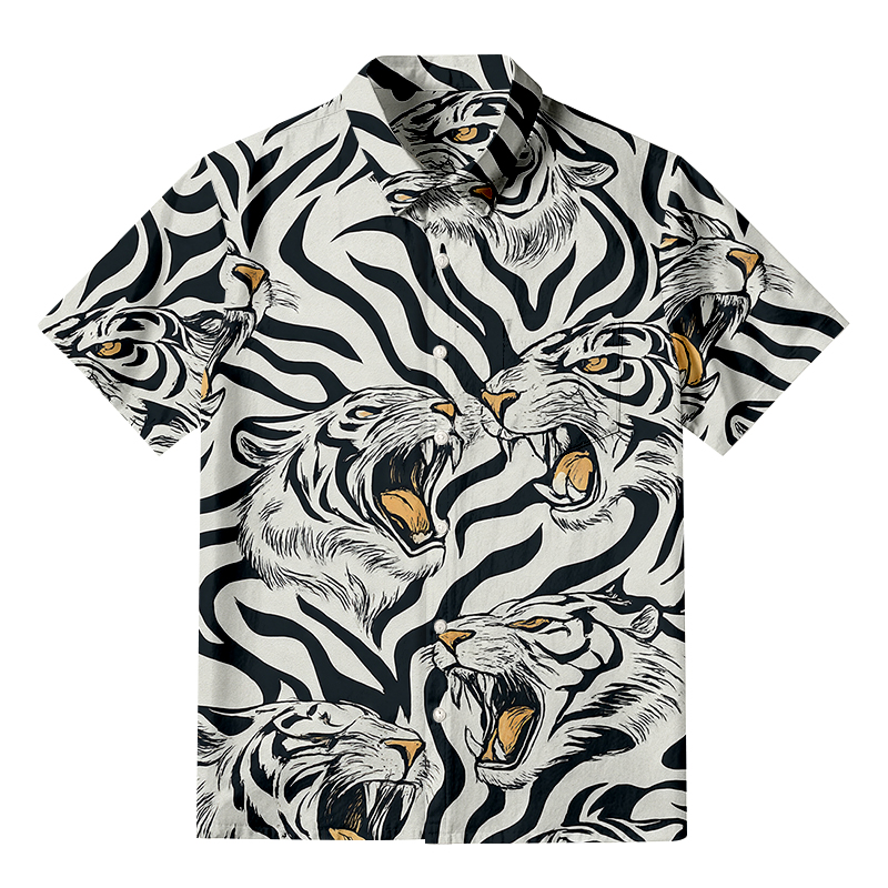 Tokyocanvas Roaring Tiger Aloha Button-up Shirt