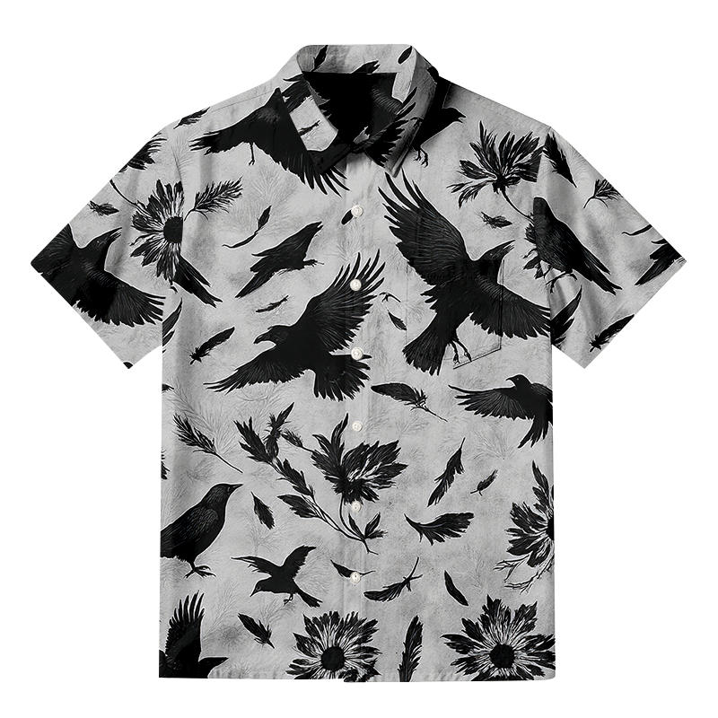 Tokyocanvas Crows Amongst Blossom Button-up Shirt