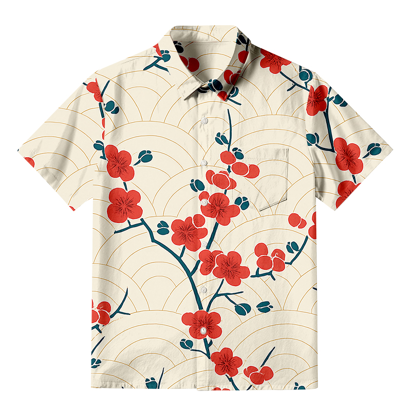 Tokyocanvas Blossom Wave Aloha Button-up Shirt
