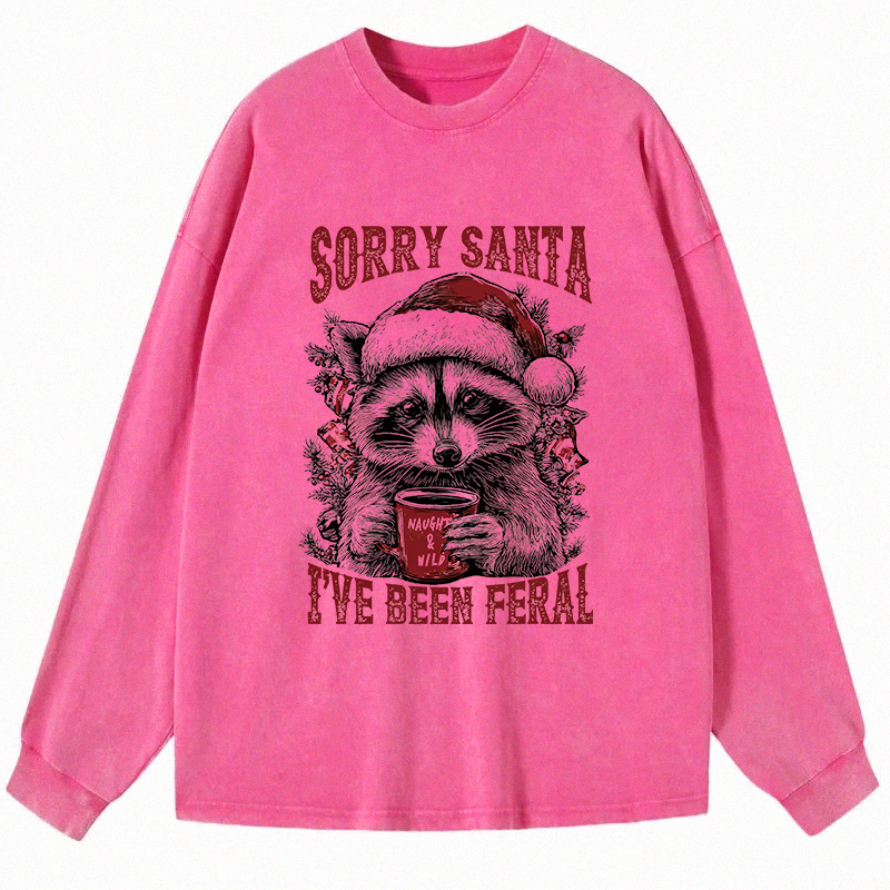 Tokyocanvas Sorry Santa I've Been Feral Long Sleeve Washed T-Shirt