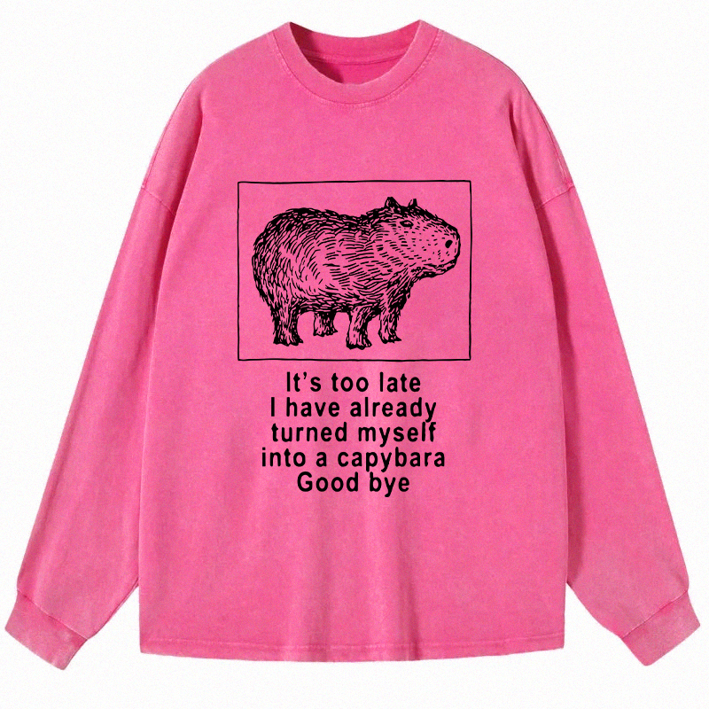 Tokyocanvas I Have Turned Myself Into A Capybara Long Sleeve Washed T-Shirt