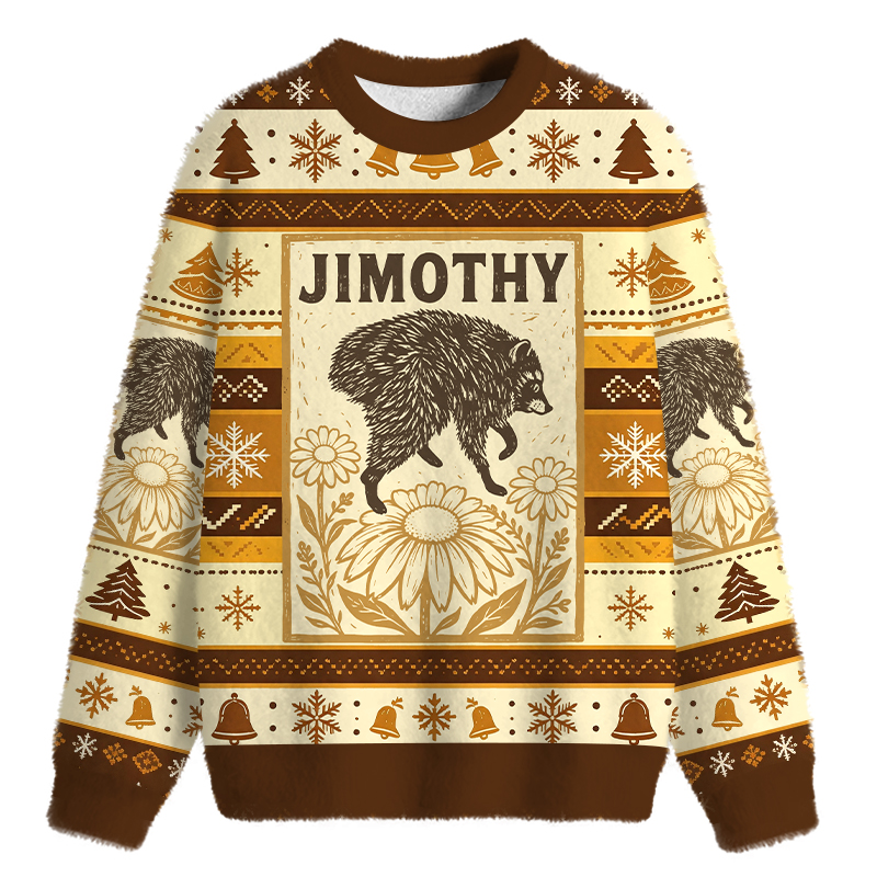 Tokyocanvas Jimothy Fuzzy Christmas Ugly Sweatshirt