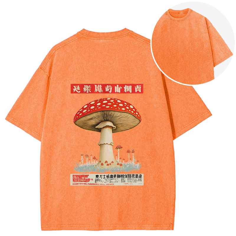 Tokyocanvas Psychedelic Mushroom Japanese Back Washed T-Shirt