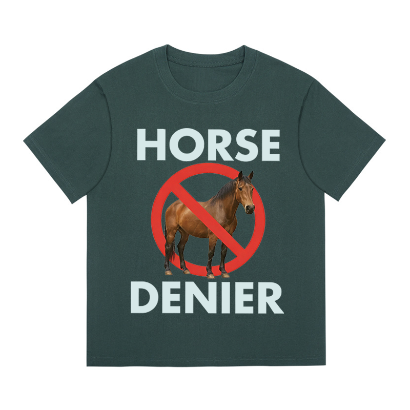 Tokyocanvas Funny Horse Denier Conspiracy Theory Boxy T-shirt