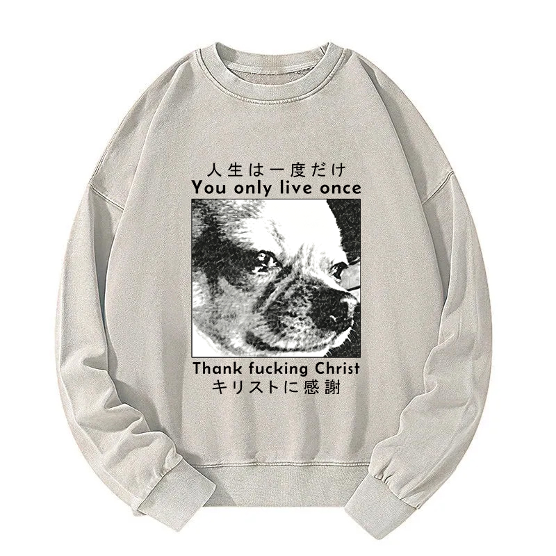 Tokyocanvas You Only Live Once Washed Sweatshirt