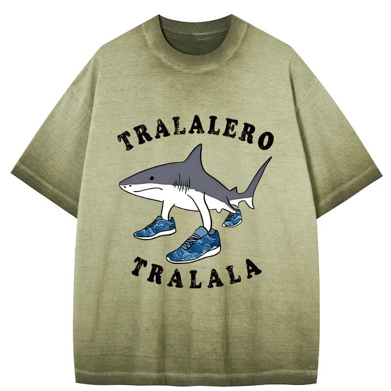 Tokyocanvas Tralalero Tralala Funny Gradient Washed T-Shirt