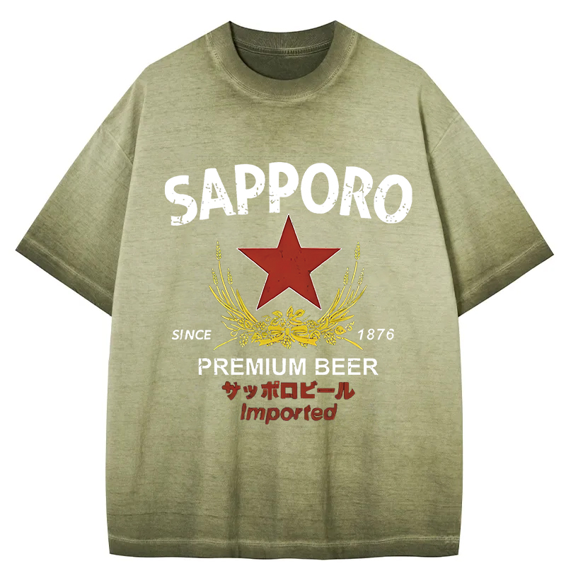 Tokyocanvas Sapporo Beer Essential Gradient Washed T-Shirt