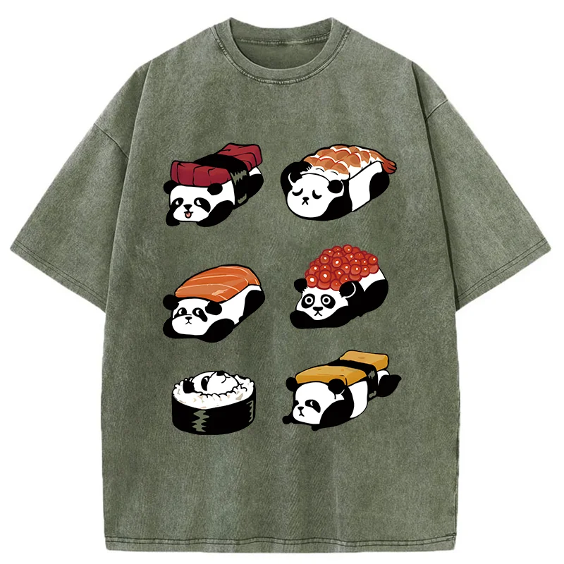 Tokyocanvas Panda Sushi Washed T-Shirt