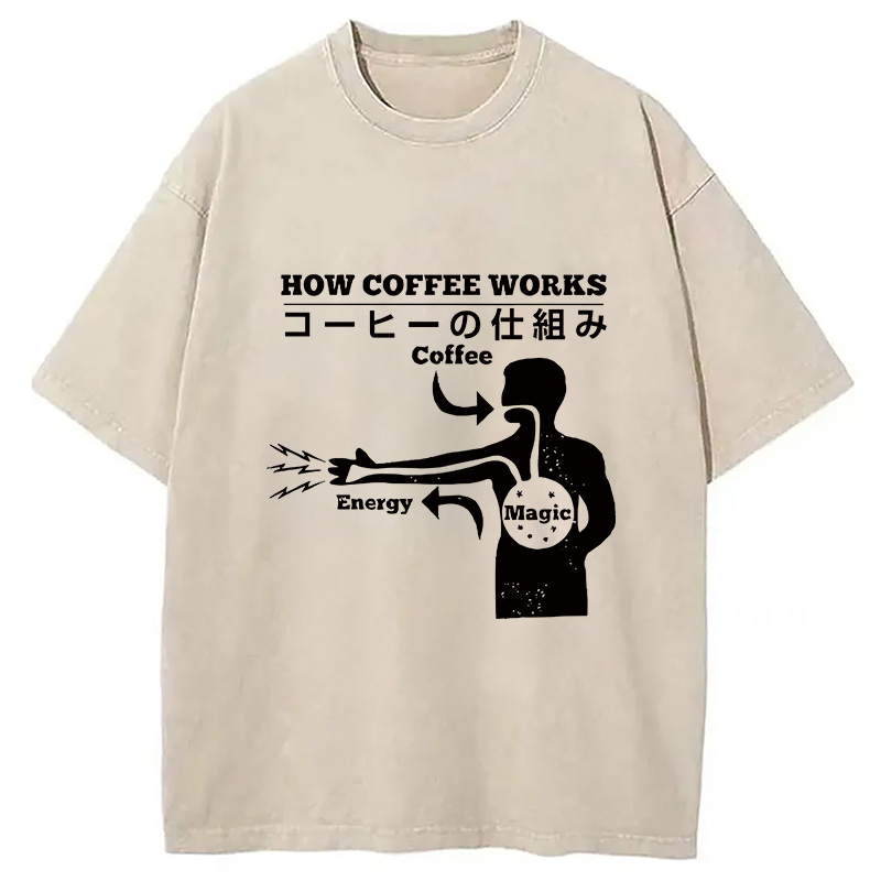 Tokyocanvas How Coffee Works Washed T-Shirt
