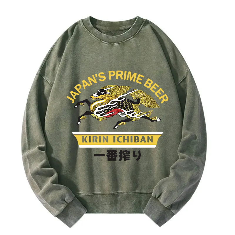 Tokyocanvas Kirin Ichiban Beer Logo Japanese Washed Sweatshirt