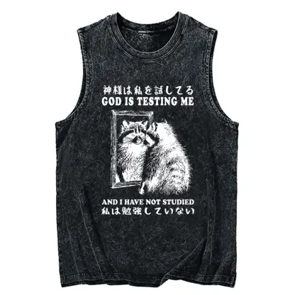 Tokyocanvas Raccoon Not Studied Washed Tank