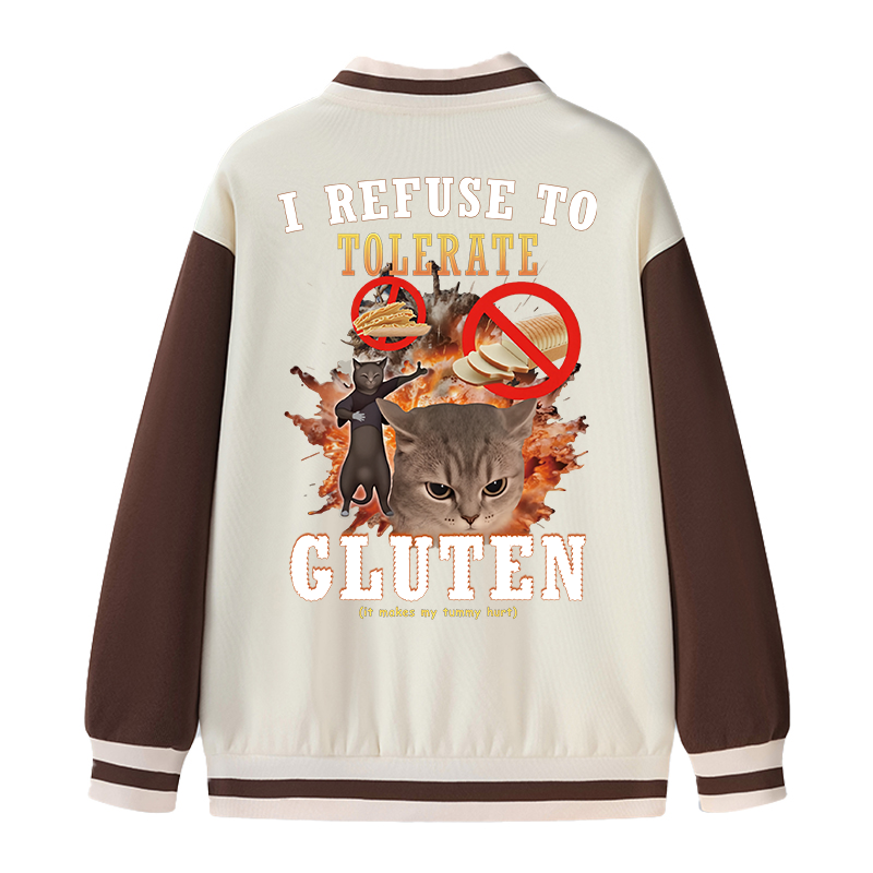 Tokyocanvas I Refuse to Tolerate Gluten Varsity Jacket