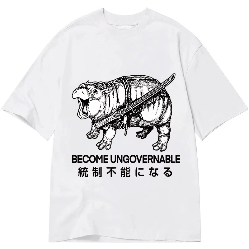 Tokyocanvas Moo Deng Carrying A Samurai Sword Classic T-Shirt