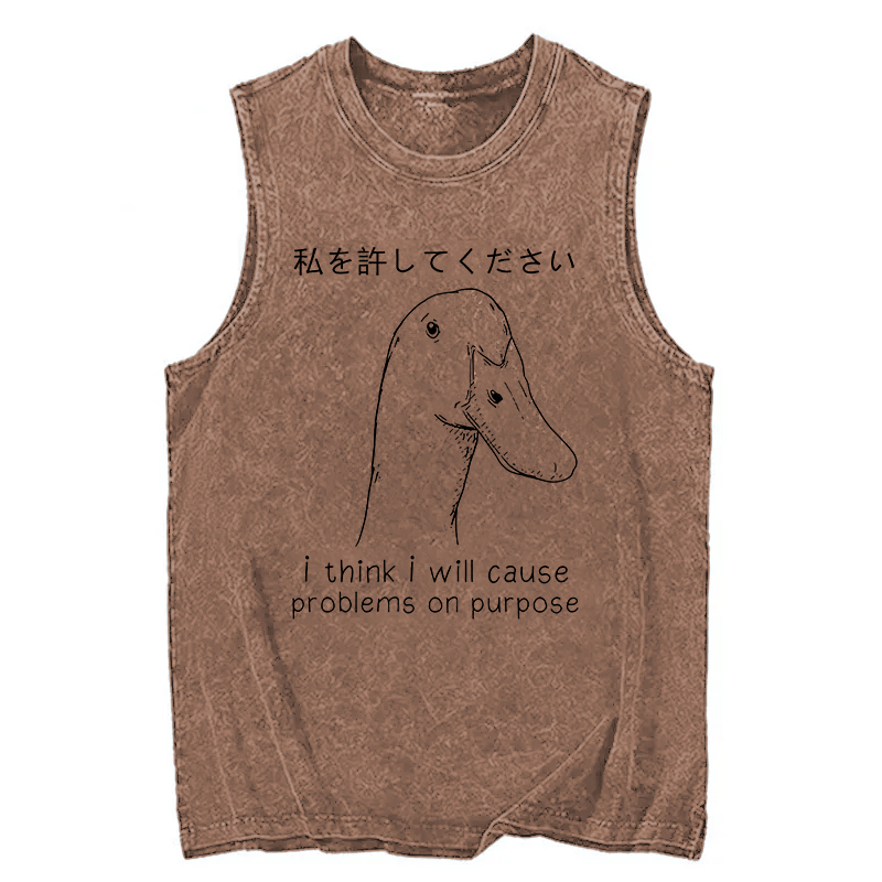 Tokyocanvas Stupid Goose Funny Washed Tank