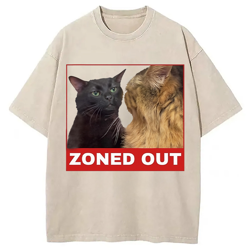 Tokyocanvas Funny Cat Zoning Meme Washed T-Shirt