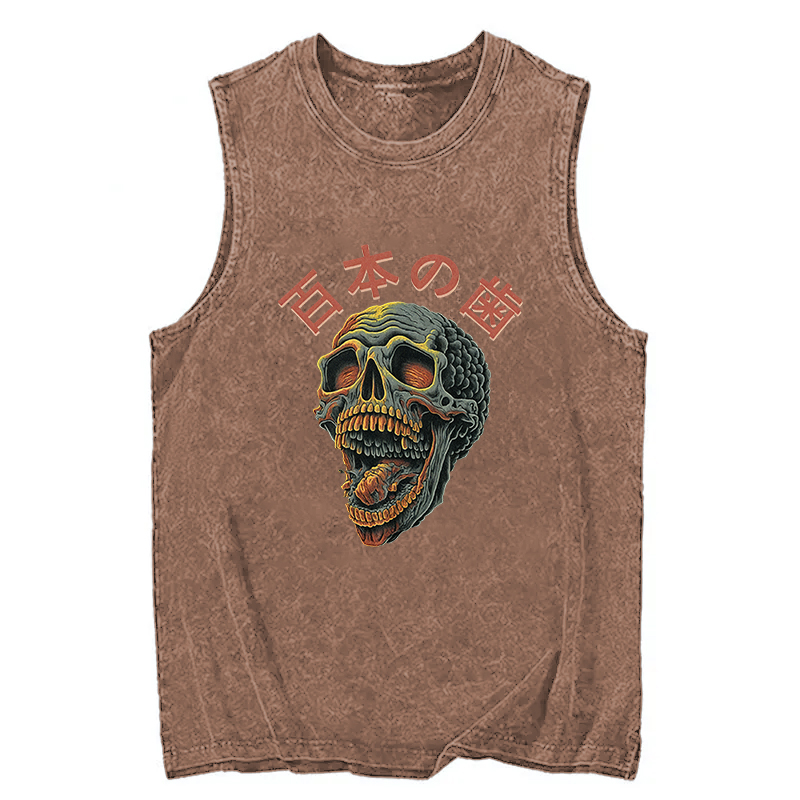 Tokyocanvas Terrifying And Disgusting Skull Washed Tank