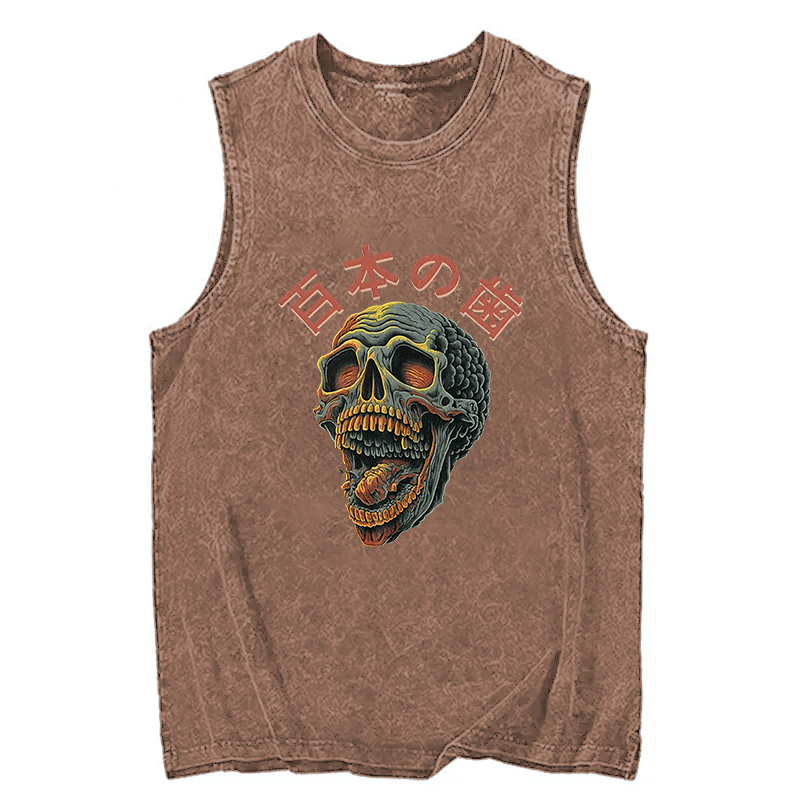Tokyocanvas Terrifying And Disgusting Skull Washed Tank