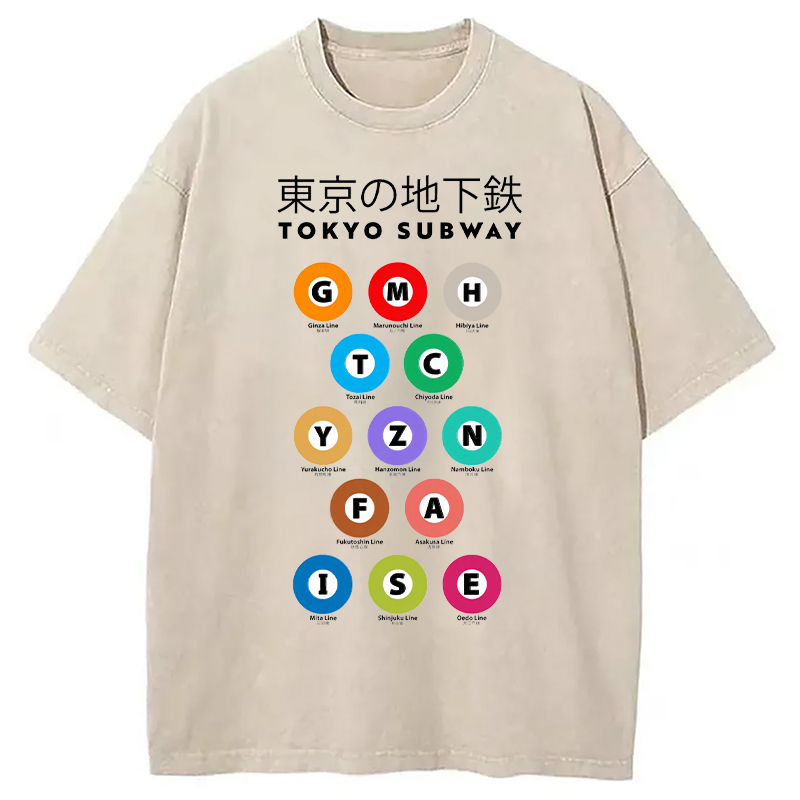 Tokyocanvas Tokyo Tunnelbanan Guide Washed T-Shirt