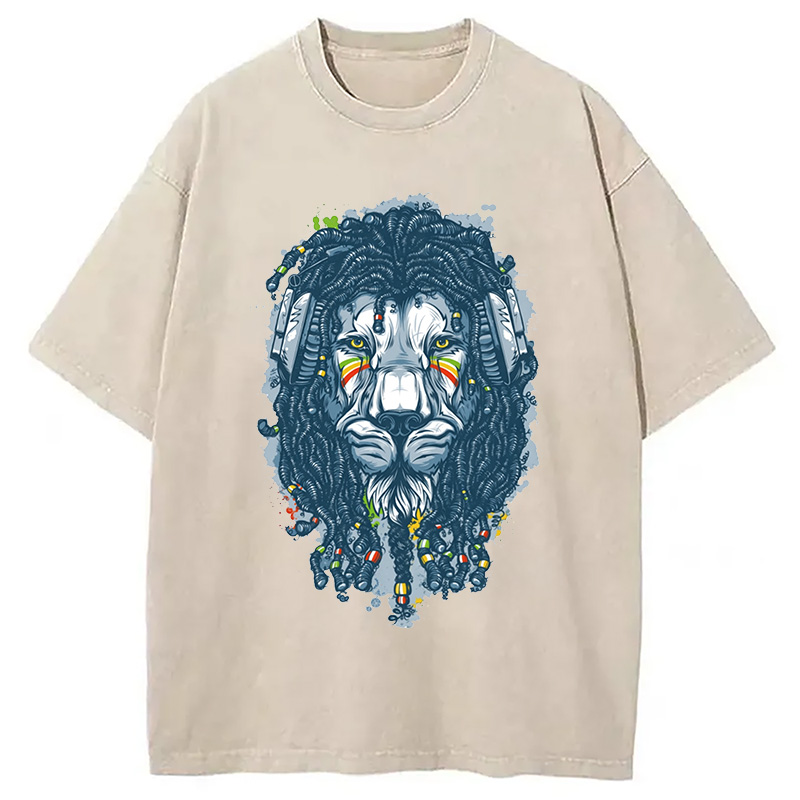 Tokyocanvas Hip Hop Lion Washed T-Shirt