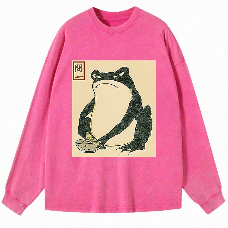 Tokyocanvas Matsumoto Hoji Japanese Frog Long Sleeve Washed T-Shirt