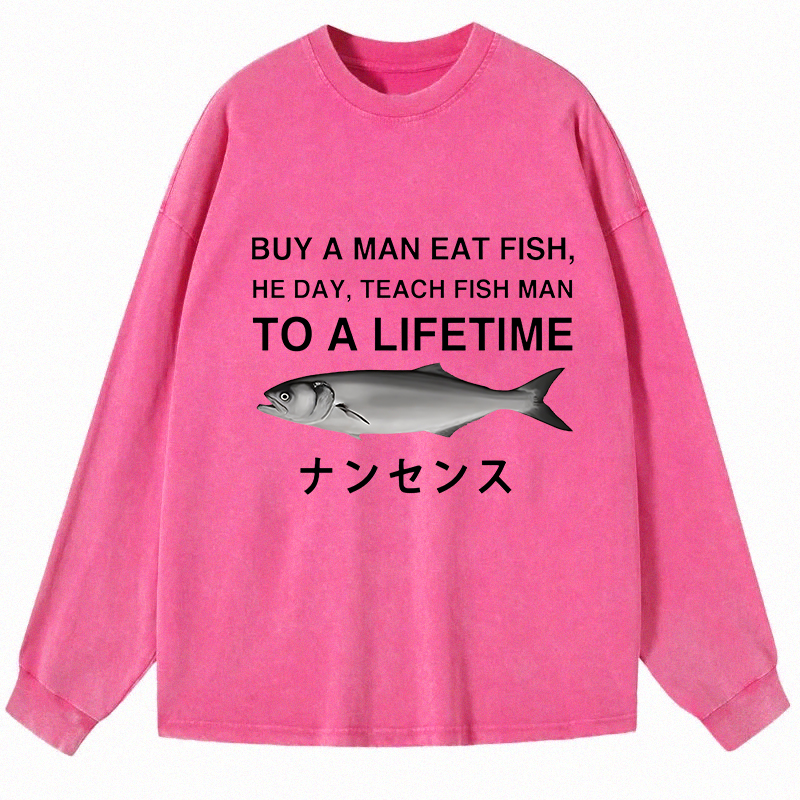Tokyocanvas Funny To A Lifetime Long Sleeve Washed T-Shirt