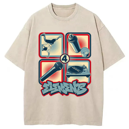 Tokyocanvas 4 Elements of Hip Hop Washed T-Shirt