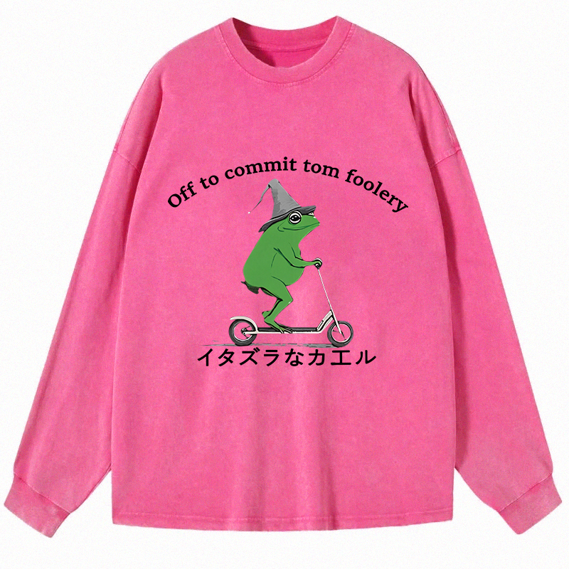 Tokyocanvas Stupid Frog Long Sleeve Washed T-Shirt