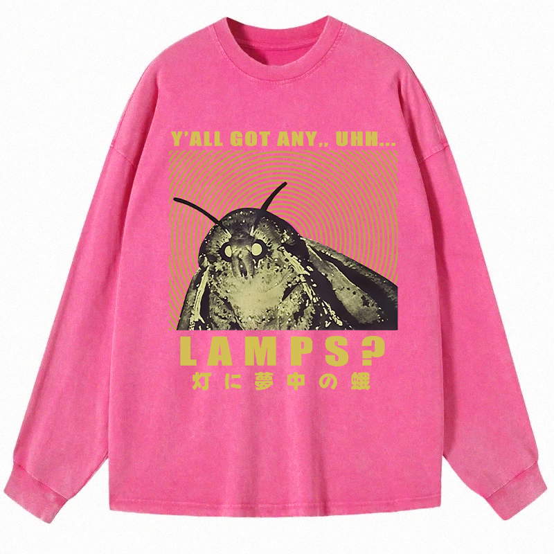 Tokyocanvas Moth Obsessed With The Light Long Sleeve Washed T-Shirt