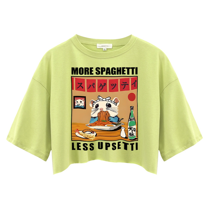 Tokyocanvas More Spaghetti Less Upsetti Hamster Crop Top