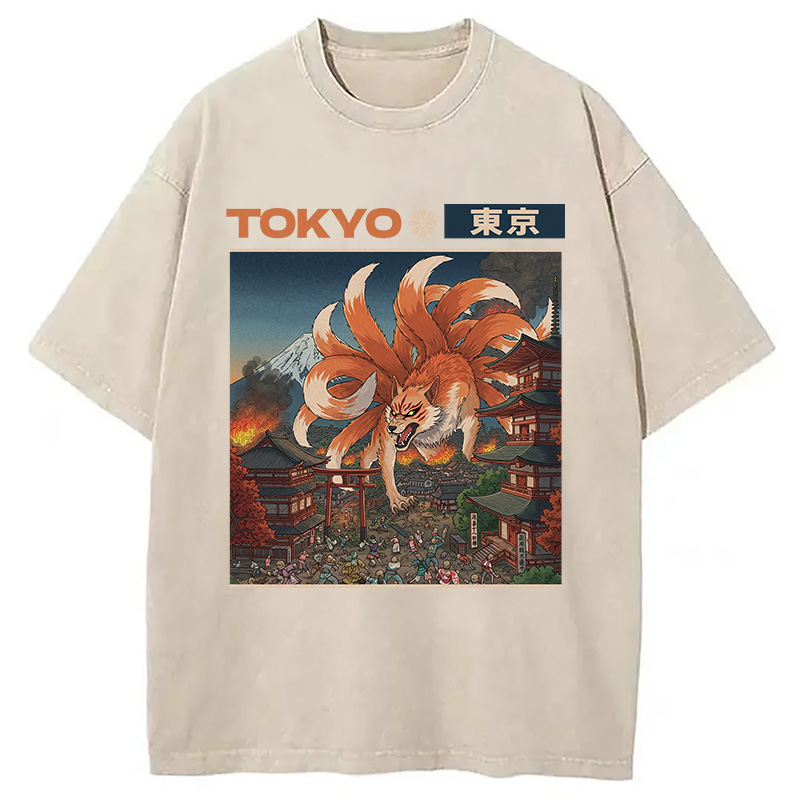 Tokyocanvas Tokyo Traditional Japanese Design Washed T-Shirt