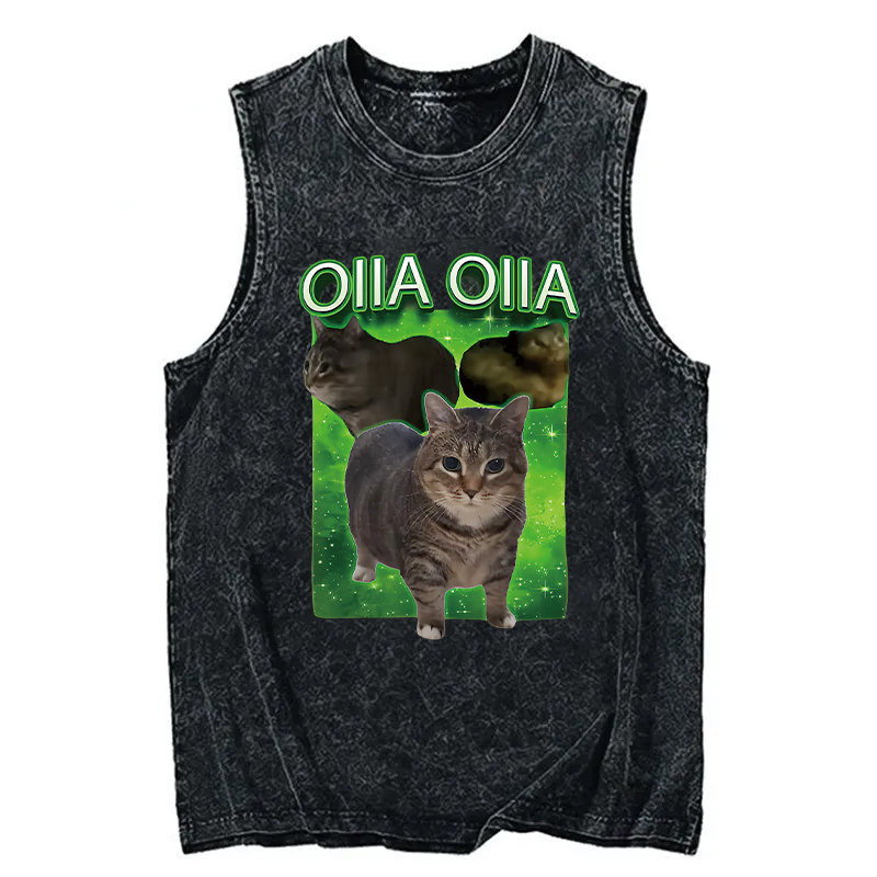 Tokyocanvas Oiia Cat Funny Meme Washed Tank