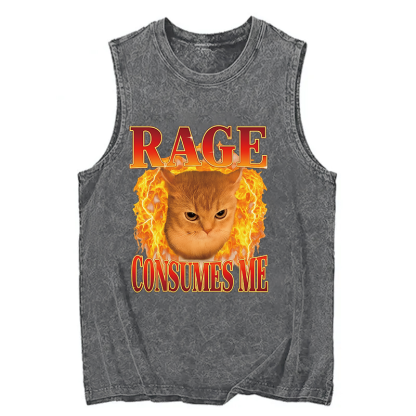 Tokyocanvas Rage Consumes Me Edgy Funny Cat Meme Washed Tank