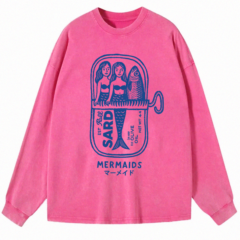 Tokyocanvas Mermaid Can Long Sleeve Washed T-Shirt