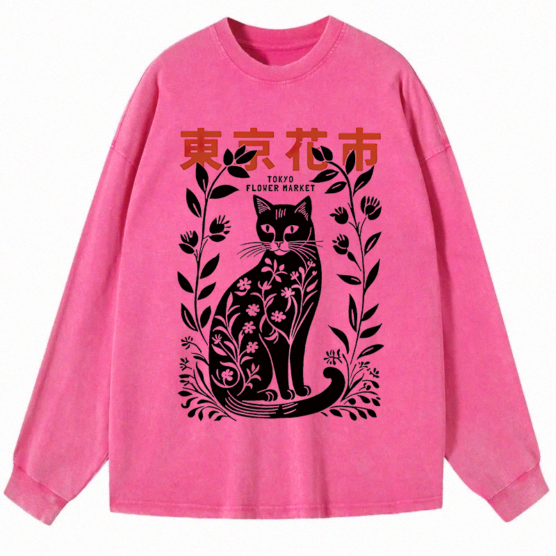 Tokyocanvas Tokyo Flower Market Long Sleeve Washed T-Shirt