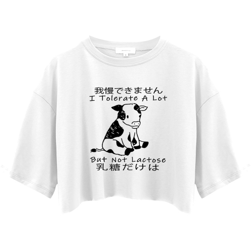 Tokyocanvas I Can't Tolerate Lactose Crop Top